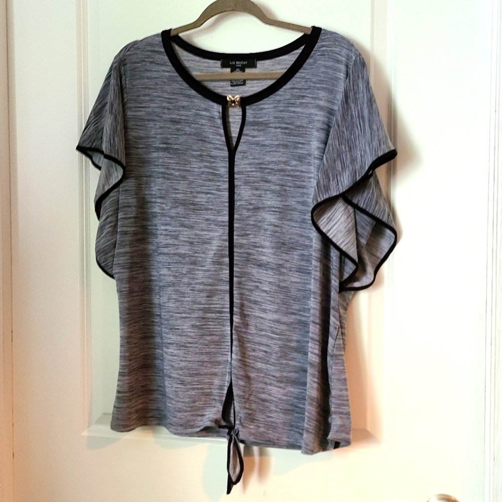 Light weight tie front blouse grey